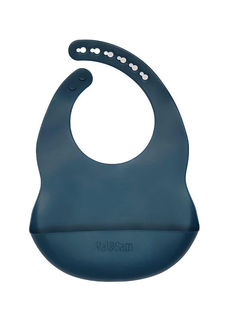 Prussian Blue Silicone Bib